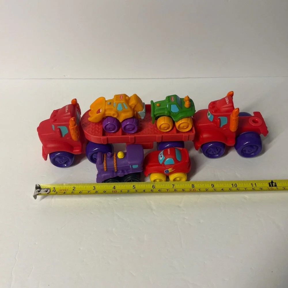 Tonka Chuck & Friends Playskool Car Carrier Semi Truck and 4 Vehicle Toy Lot